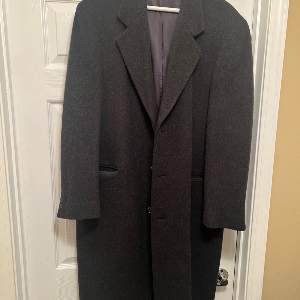 Classic Charcoal Overcoat Cashmere Blend 42R